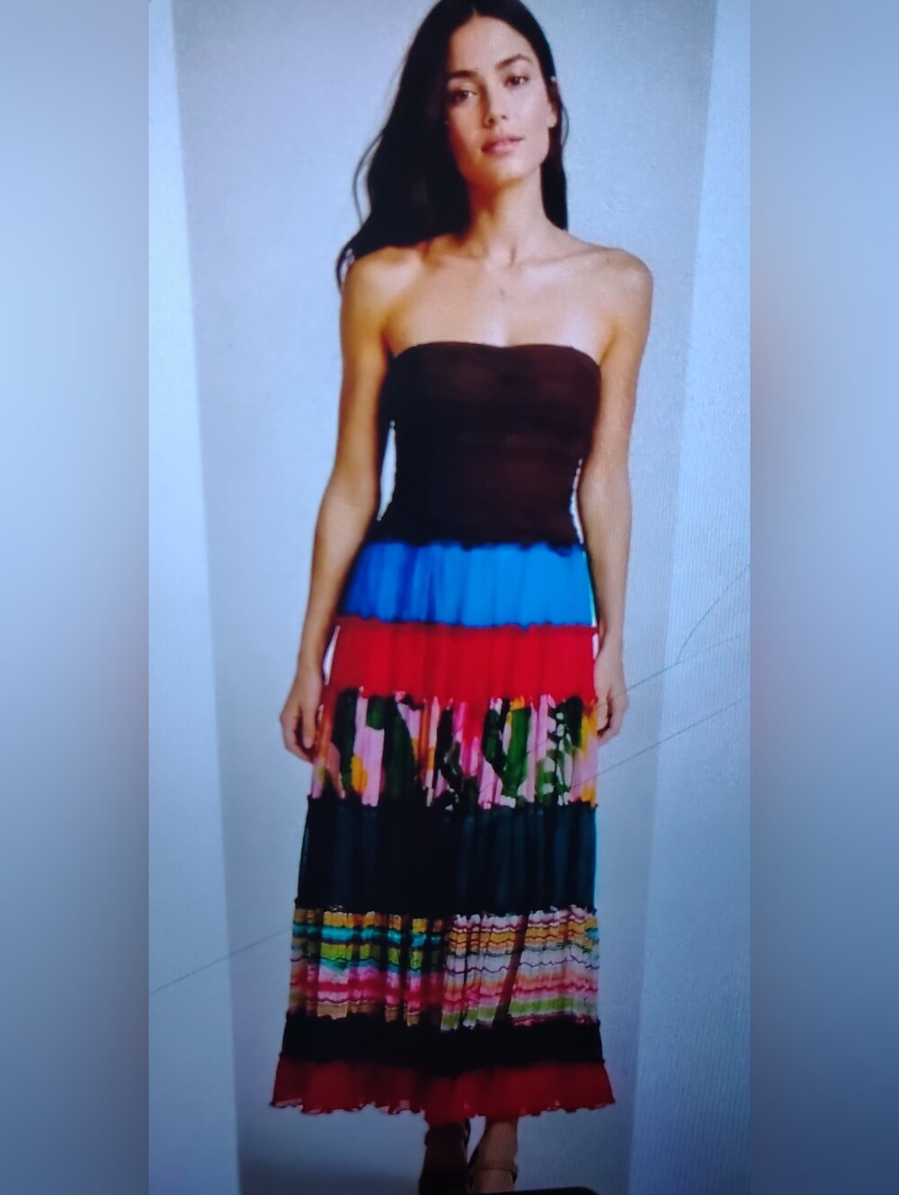 BCBGMAXAZRIA Bohemian Rhapsody Strapless Silk Colorful Gown XS
